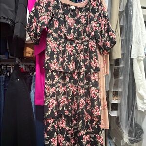 Chenault Black Maxi Dress with Pink Floral Pattern